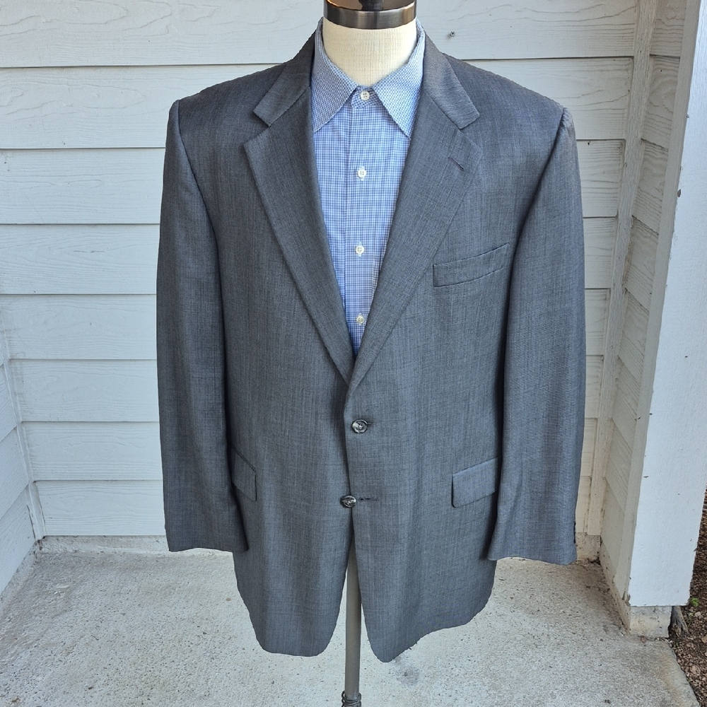 HICKEY FREEMAN HF LTD Solid Grey Wool Mens‎ 46 R Sport Coat Blazer